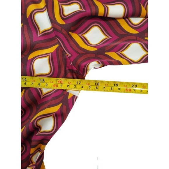 Retro Geometric Print Long Sleeve Cupcake and Paisley Wrap Blouse, NWT - Picture 6 of 8